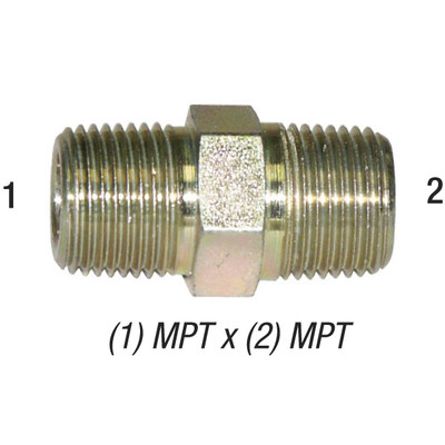 Hex Pipe Nipple, 1in MPT x 1in MPT, Steel Zinc Coated, 5404-16