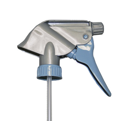 Plastic Spray Bottle Trigger, Solvent Sprayer, 8in Dip Tube, Standard 28/400mm Neck, Silver and Blue, M8700