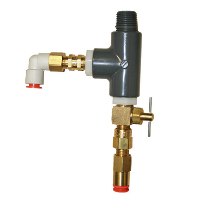 Foaming Tee Assembly for Foam Chamber Showerhead, 1/4in MPT Check Valve