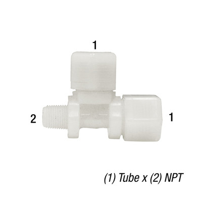 Tee Branch, 1/2in Tube x 1/2in Tube x 3/8in MPT, Thermoplastic, N8MT6