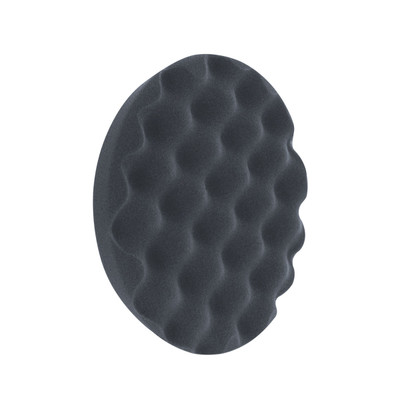 Finishing Foam Waffle Pad, 8in Dia. X 1.375in Thick, Reticulated Polyester Foam, Black, 820WR