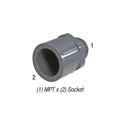 Adapter, 1in MPT x 1in SLP Socket, PVC SCH80, Gray