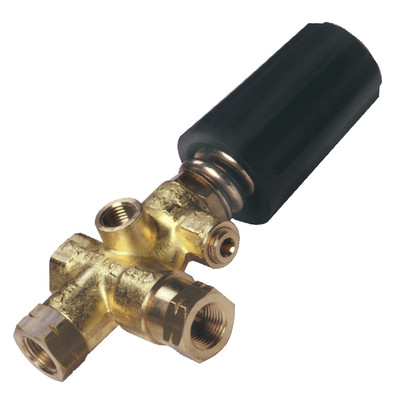 Pressure Regulator Unloader, 3/8in FPT Inlet x 3/8in FPT Outlet x (2) 1/4in FPT Bypass, 8GPM, 3600PSI, 200°F, J.E. Adams 7300P3600