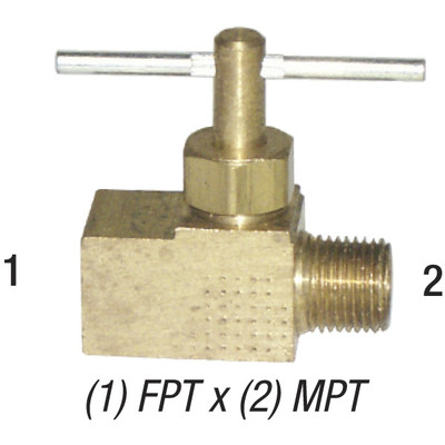 Needle Valve, 1/8in FPT x 1/8in MPT, -45° to +250°F, Brass