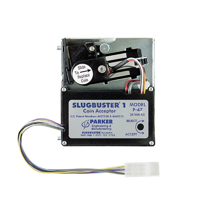 Slugbuster, Coin Acceptor, 1 Coin, 2in Face, Long Drop, Single Coin