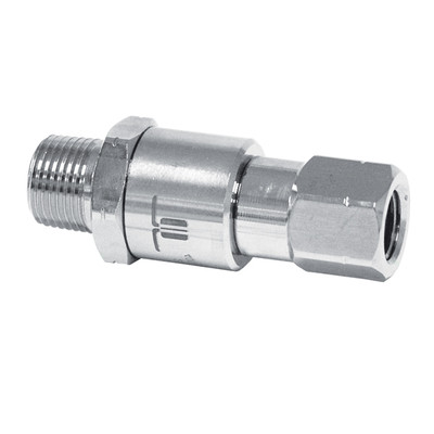 Mosmatic In-Line Swivel, 3/8in MPT x 3/8in FPT, 2.7in L, 4000PSI, 30RPM, 250°F, Stainless Steel, DGV Series 32.564