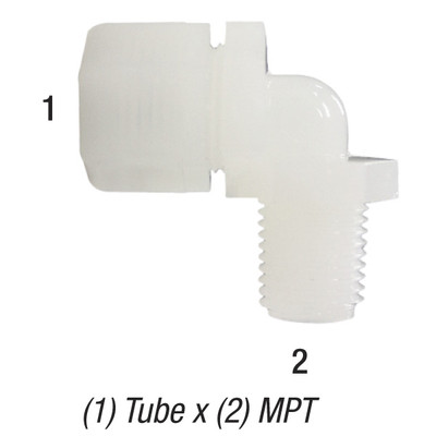 Male Elbow, 1/4in Tube x 3/8in MPT, Thermoplastic, N4ME6