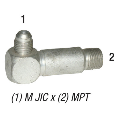 Extra Long Elbow, 1/2in Male JIC x 1/2in MPT, Steel Zinc Coated, 2501LL-8-8