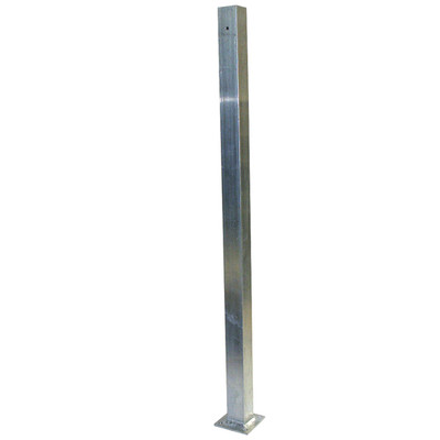 Tip Box Aluminum Pedestal Stand Only, 2in Sq. x 4ft H, Aluminum Tube with Foot Mounting Plate