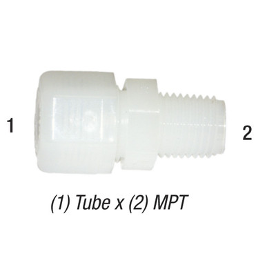 Male Connector, 3/8in Tube x 3/8in MPT, Thermoplastic, N6MC6