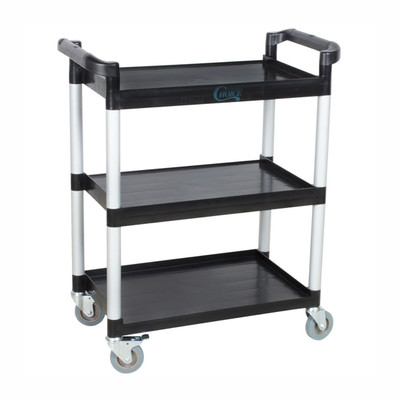 3-Shelf Utility Cart, 32in L x 16in W x 38in H, 350lbs Weight Capacity, Black