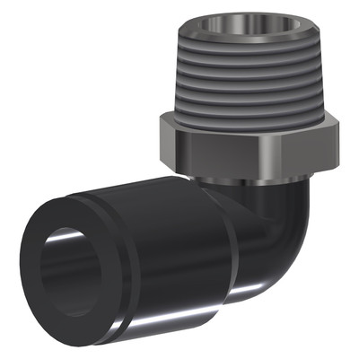 90° Elbow, 1/2in x 1/2in NPT, Poly, 001556