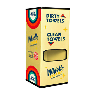 VTB, Vertical Towel Bin, 9in x 4in Opening with Decal, Stainless Steel