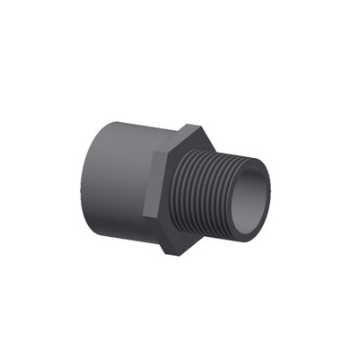 Fitting Adapter, 1 Socket X 1 NPT ML, PVC SCH80, Grey, 999017