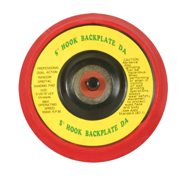 Backing Plate, Velcro Grip, 5in Dia. 5/16 DA Male Stud Thread, Red, S.M. Arnold 69-085
