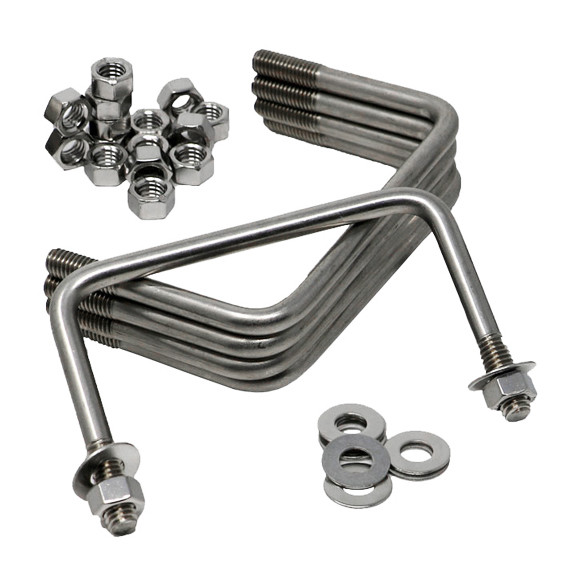 U-Bolt with Hardware, 3/8in x 3in x 4-3/8in, Stainless Steel, Pack of 5