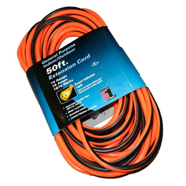 Extension Cord, 25ft L, 14/3 15Amps