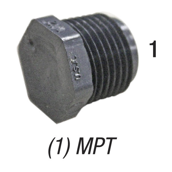 Hex Head Plug, 3/4in MPT, PVC SCH80, Gray
