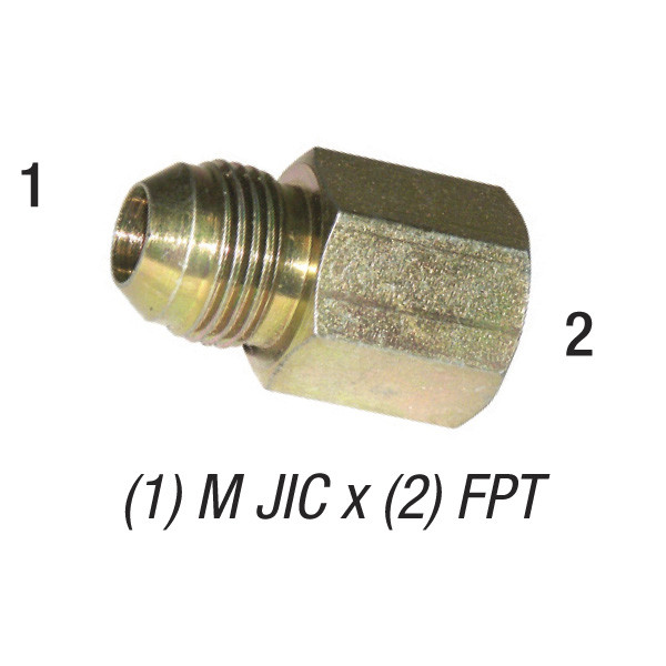 Female Connector, 1/2in Male JIC x 3/8in FPT, Steel Zinc Coated, 2405-8-6