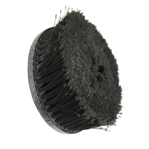Round Wheel Brush, 18in Dia. x 5-1/2in Bristle L, Black