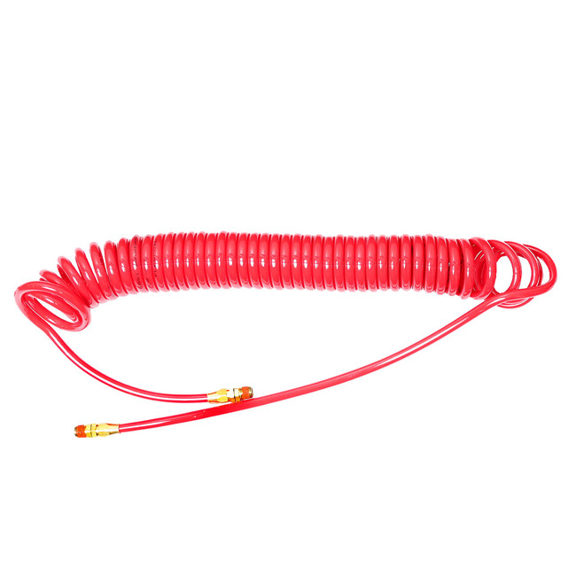 Coiled Hose, 1/4in I.D. x 25ft, Polyurethane, Red