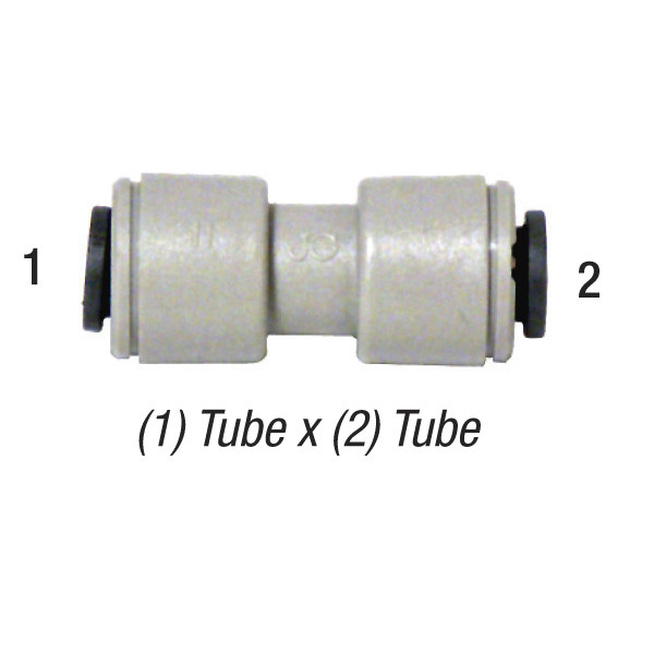 John Guest Straight Union Connector, 1/2in Tube x 1/2in Tube, 150PSI @ 73ºF, Poly, PI0416S