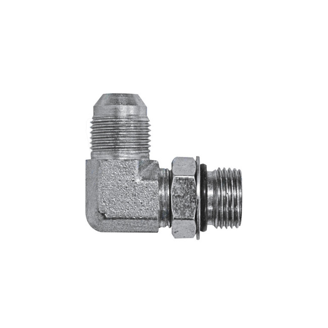 90° Elbow, 1/2in Male JIC x 7/8-14 Male Straight Thread x 5/8 O-Ring, Steel Zinc Coated, 6801-8-10