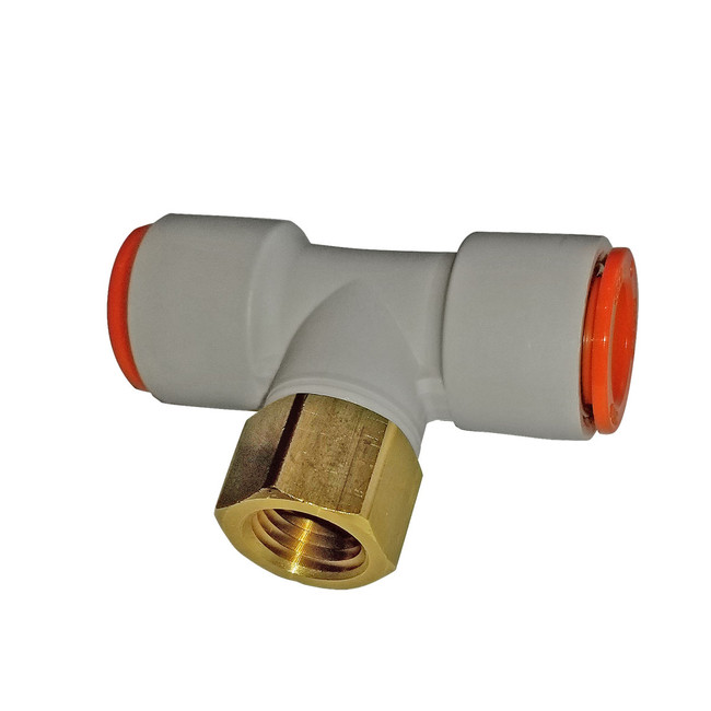 Female Branch Tee, 1/2in Tube x 1/4in FPT, 145PSI, Pack of 10, SMC One Touch Fitting KQ2T13-35-X355
