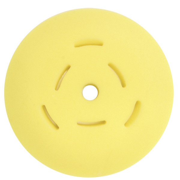 Buffing Cool It Foam Pad, 9in Dia. 50 Pores Per Inch (PPI), Curved Edge Pad, Yellow Polyester, S.M. Arnold 44-669