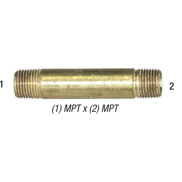 Nipple, 3/8in MPT x 2in L, Brass, 28-149
