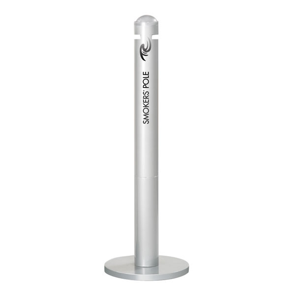 Smokers Pole Freestanding Urn, 14-1/4in Base x 41in H x 4in Dia. Silver