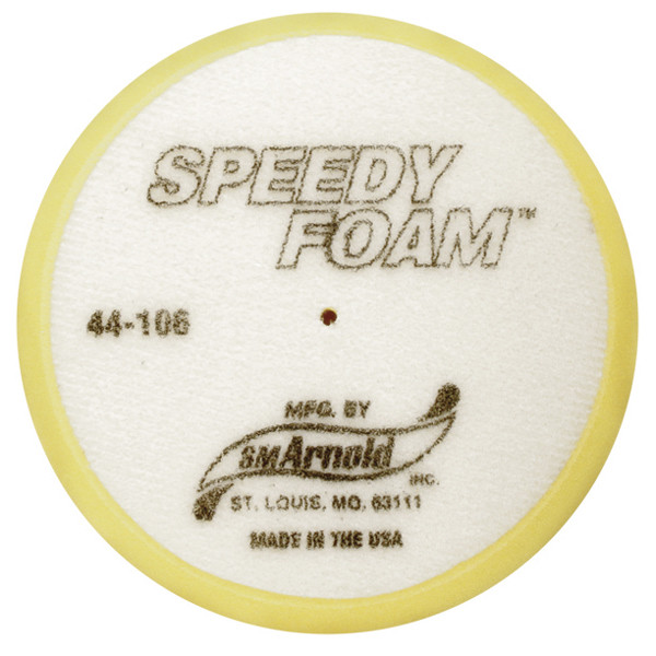 Buffing Foam Pad, 6in Dia. 50 Pores Per Inch (PPI), Flat Pad, Yellow Polyester, S.M. Arnold 44-106