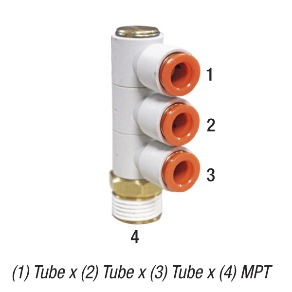 90° Triple Universal Male Elbow, 3/8in Tube x 1/2in MPT, 145PSI, Pack of 10, SMC One Touch Fitting KQ2VT11-37AS