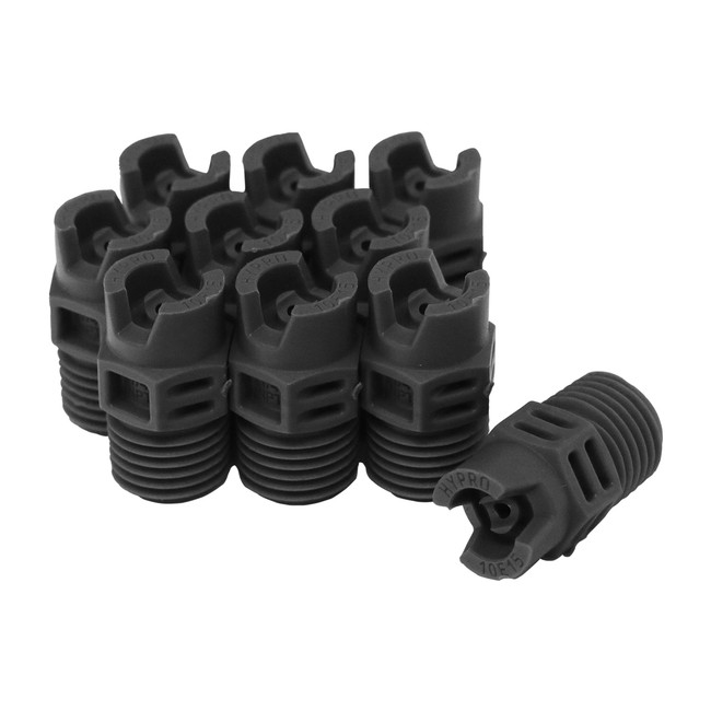FanJet Flat Fan Nozzle 15°, 1/4in MPT, 1.00GPM @40PSI, PVDF, Pack of 10, Gray