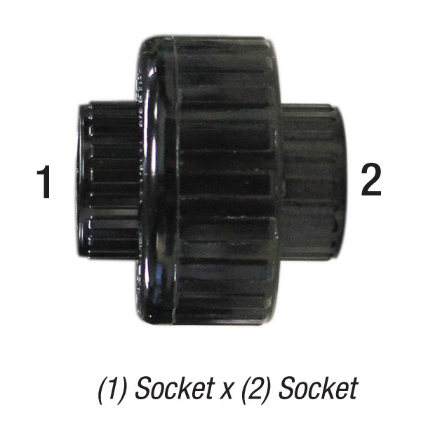 Union, 1/2in SLP Socket x 1/2in SLP Socket, PVC SCH40, Black