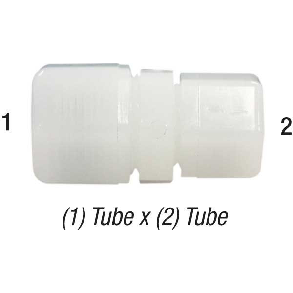 Union Connector, 1/2in Tube x 3/8in Tube, Thermoplastic, Parker Fast-Tite N8UC6