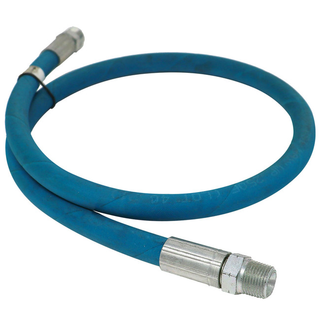 Single Wire Braid Hose Assembly, 3/8in I.D. x 2ft L with Fittings, Blue
