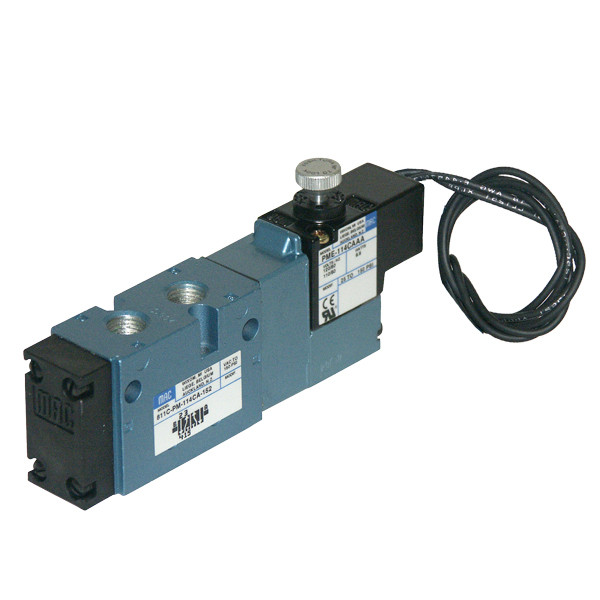 MAC Solenoid Pneumatic Valve 4-Way, 1/4in Port, 1/2in Conduit Connector, C220VAC, 811CPM-124CA152