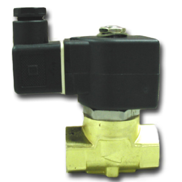Solenoid Valve 2-Way, 1/4in FPT, Normally Closed with DIN Coil, 24VAC, Brass Body, Parker D1D1B2
