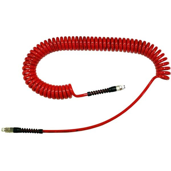 Technithane Auto Spiral Hose, Polyurethane, 1/4in x 25ft L, 140PSI Working Pressure, Red