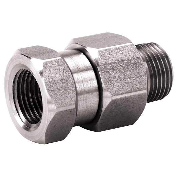 High Pressure Swivel, 1/4in MPT x 1/4in FPT, 5000PSI, 200°F, Stainless Steel, J.E. Adams 7470