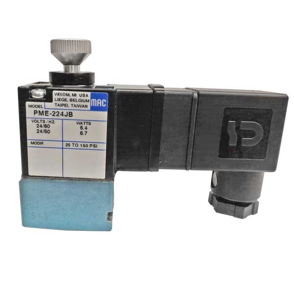 MAC Pilot Valve Coil, 1/4in Port, DIN Connection, 24VAC, PME-224JB