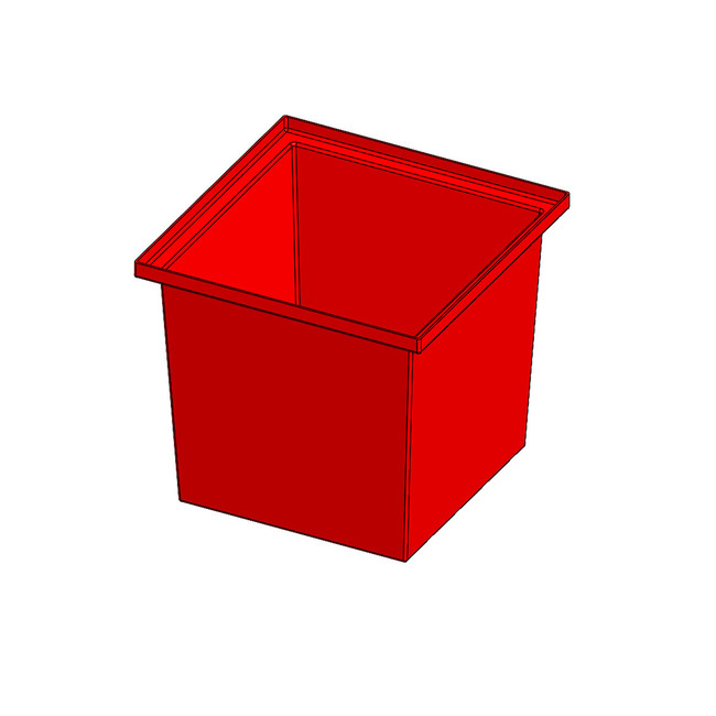 Bucket, Open Top Square, 12in x 12in x 12in, Red, AutoVac