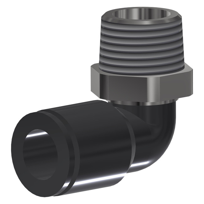 90° Elbow, 1/2in x 1/2in NPT, Poly, 001556