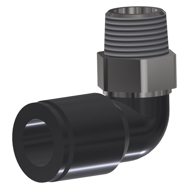 90° Elbow, 1/2in x 3/8in NPT, Poly, 001558