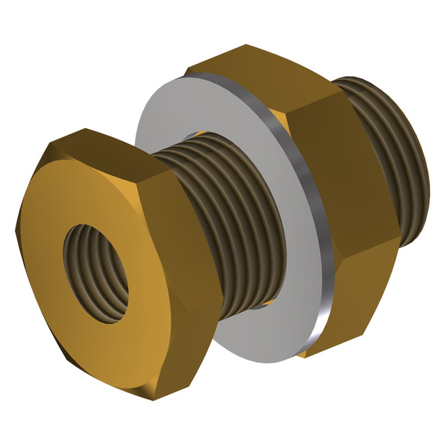 Bulkhead, 1/4in NPT, Brass, 001438