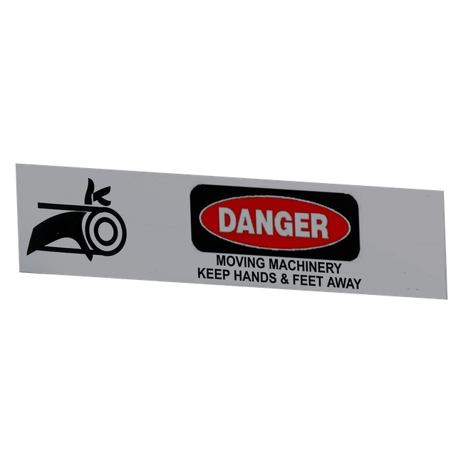 Danger-Moving Machinery Keep Away Conveyor-Decal, 9in x 2-1/4in, 950411