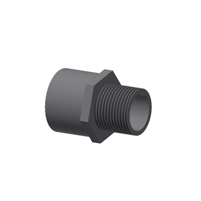 Fitting Adapter, 1 Socket X 1 NPT ML, PVC SCH80, Grey, 999017