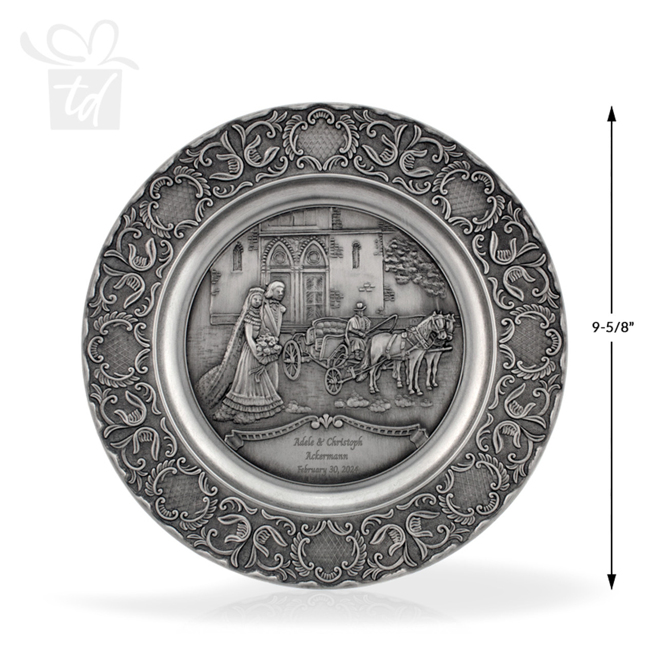 Pewter Wedding Plate - 9in