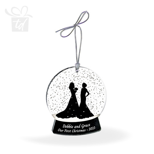 Mrs. & Mrs. Snow Globe Ornament-2 Dresses